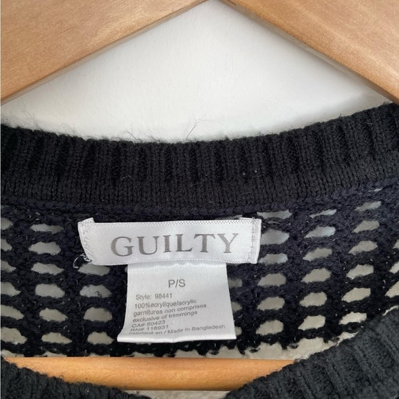 Guilty Black and Cream Striped Knit Sweater size small - Picture 4 of 4